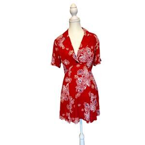 Free People | Red White Blue Hawaii Floral Fit and Flare Dress | Small